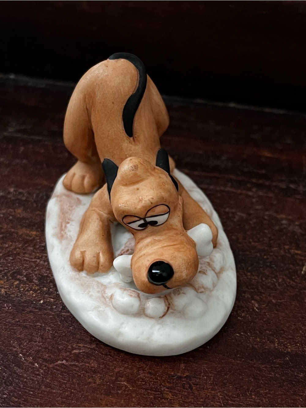 Vintage 1988 Disney Collection Pluto w Bone Ceramic Mini Trinket Figure